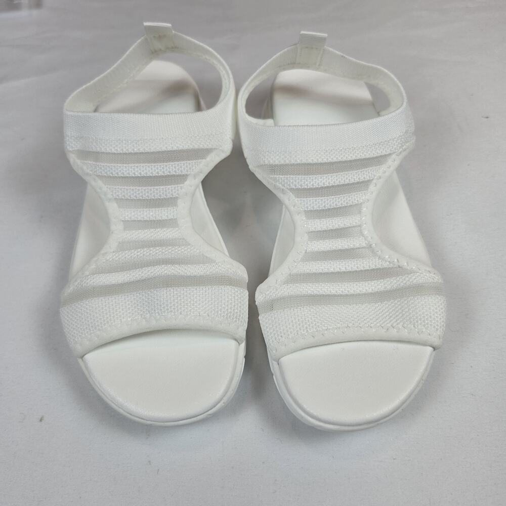 Womens White Knit Stretch Sandals Size 39 Open Toe Comfort Slip On Casual - Picture 2 of 6
